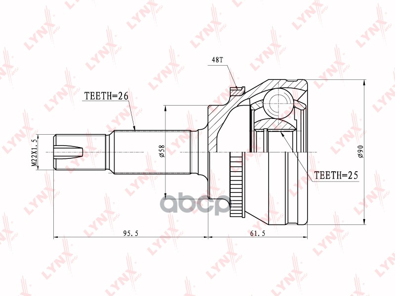 ШРУС наружный TOYOTA Avensis(T25) 2.0-2.4 03-08 LYNXauto арт. co-3647a
