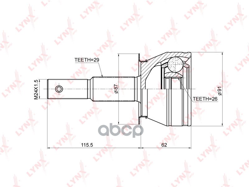 ШРУС наружный подходит для NISSAN Pathfinder(R51) 2.5D-4.0 AT 05 / Navara(D40) 2.5D-4.0 AT 05 CO-3675 LYNXauto арт. CO-3675