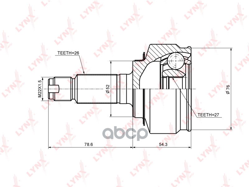 ШРУС наружный подходит для HONDA Fit / Jazz / City 1.3-1.5 08 CO-3694 LYNXauto арт. CO-3694