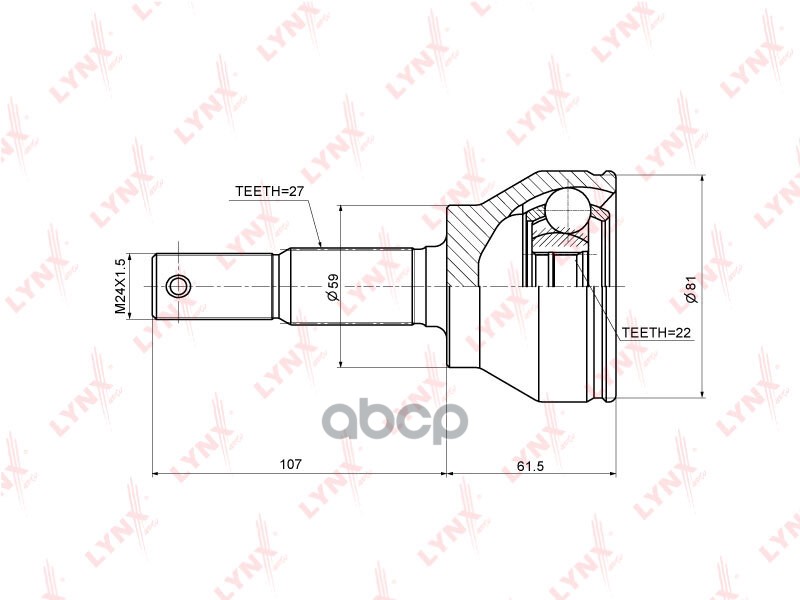 ШРУС наружный INFINITI EX35-37 07> / FX35-50(S50/S51) 02-08 / G35/37(V36) 06> / M35 04-10 / M37-56 1 LYNXauto арт. co-3698