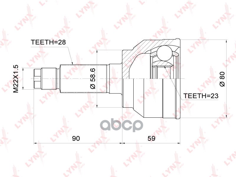 ШРУС наружный MAZDA 3(BK) 2.0-2.3T 03-09 LYNXauto арт. co-3699