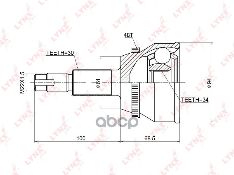 ШРУС наружный LEXUS RX330-400h 03-08, TOYOTA Harrier 3.3-3.5 03- LYNXauto CO-3758A LYNXauto арт. CO-3758A