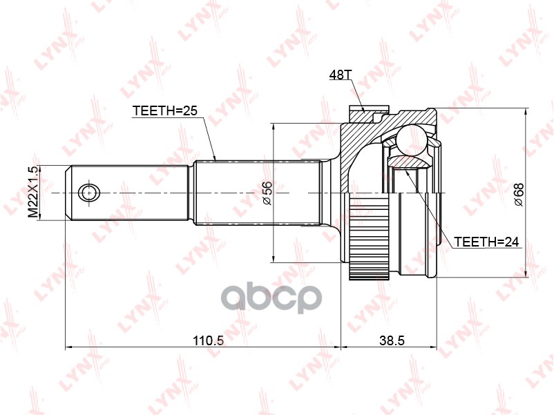 ШРУС наружный подходит для NISSAN X-Trail(T31) 2.0-2.5 07 / Qashqai 1.5D-2.0 06 / Cube 1.4 05 / Note(E12) 1.2 12 CO-3775A LYN...