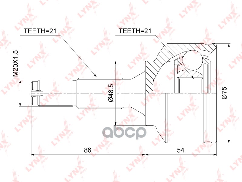 ШРУС внешний  перед правлев LYNXauto CO-3818 LYNXauto арт. CO-3818