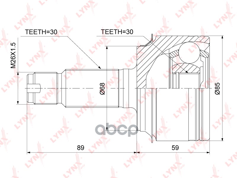 Шрус Внешний | Перед Прав/Лев | LYNXauto арт. CO3877