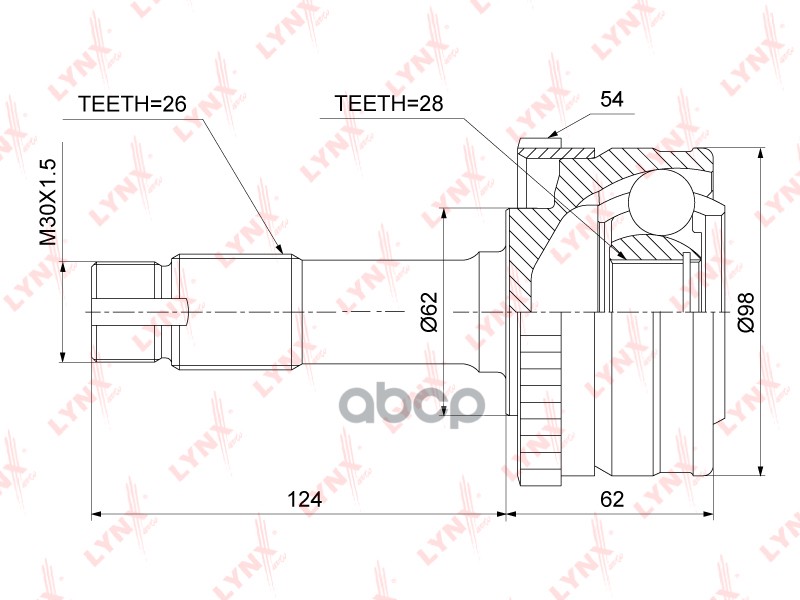 Шрус Внешний | Перед Прав/Лев | LYNXauto арт. CO3891A