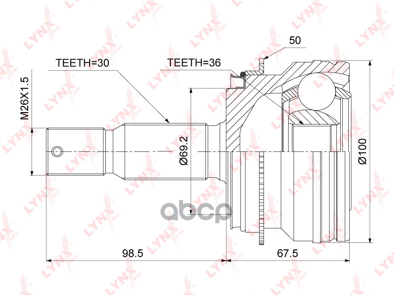 ШРУС наружный MITSUBISHI Pajero IV 3.0-3.8 07> LYNXauto арт. co-3894a