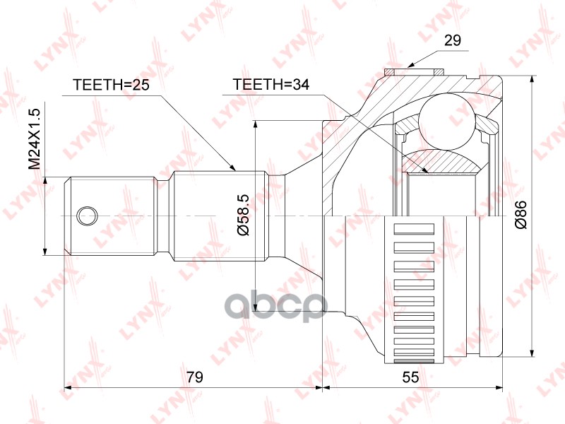 Шрус Внешний | Перед Прав/Лев | LYNXauto арт. CO3914A