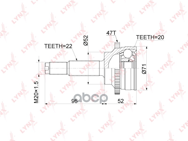 Шрус Внешний | Перед Прав/Лев | LYNXauto арт. CO3921A