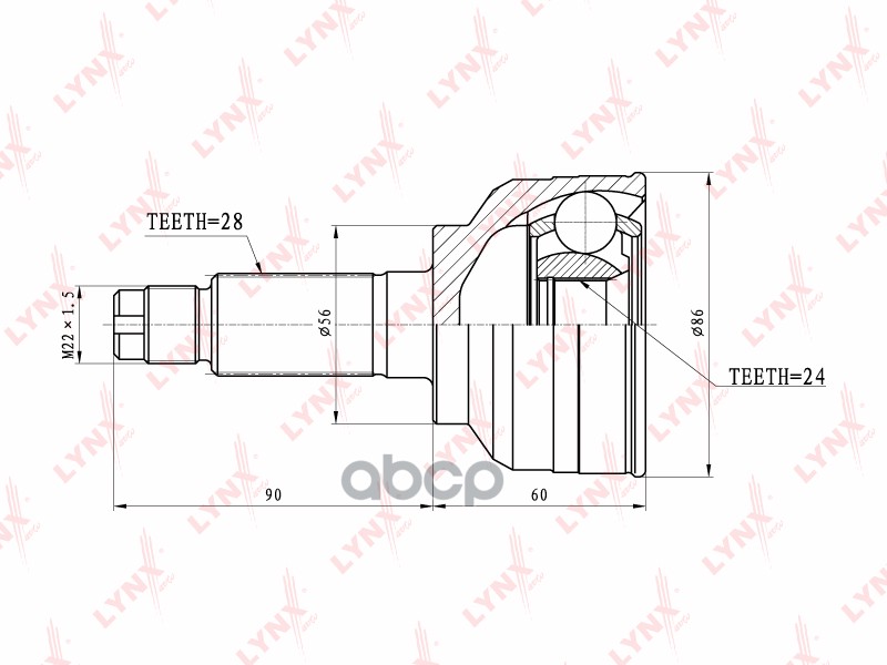 ШРУС наружный KIA Carens 1.8 02-06/Clarus 1 .8-2.0 96> LYNXauto арт. co-4400