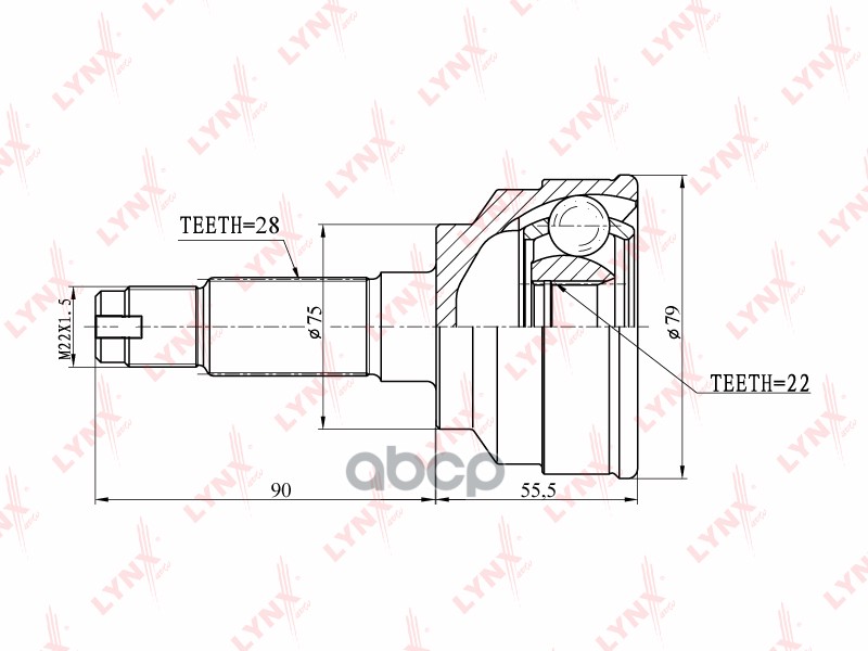 ШРУС наружный KIA Spectra 1.5 00> LYNXauto арт. co-4404