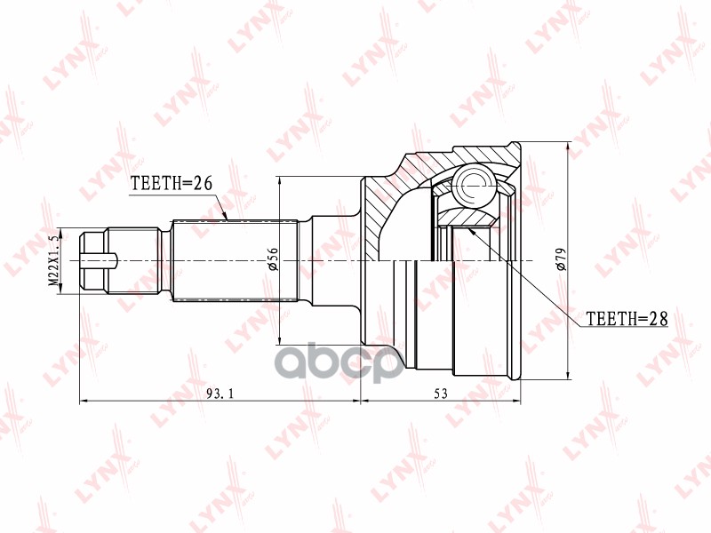 ШРУС наружный подходит для MAZDA 323 1.4-1.6 01-04 CO-5111 LYNXauto арт. CO-5111