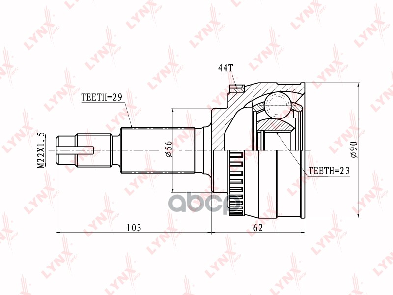 ШРУС наружный подходит для NISSAN X-Trail 2.0-2.5 01 CO-5712A LYNXauto арт. CO-5712A