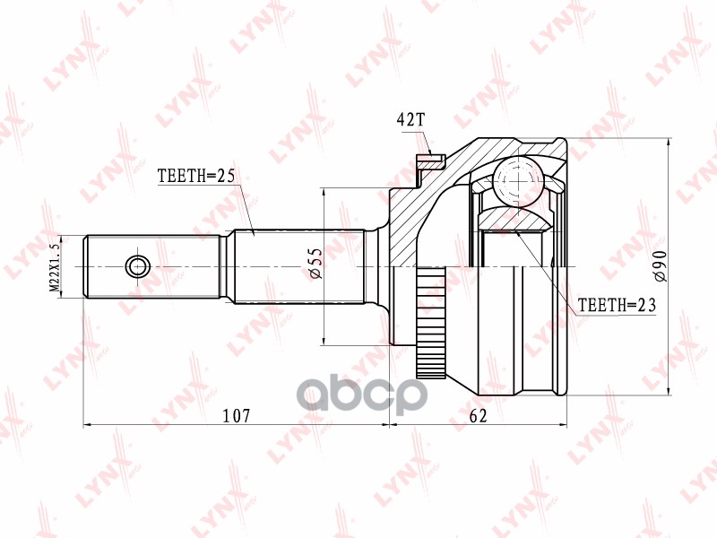ШРУС наружный (компл.) NISSAN Almera (N15) 95-00 /ABS+ LYNXauto CO-5738A LYNXauto арт. CO-5738A