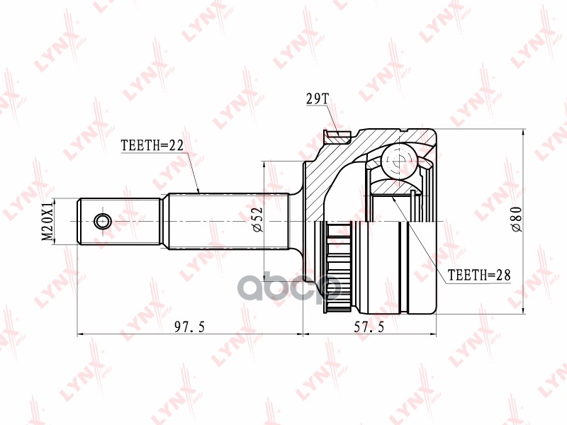 Шрус Наружный | Перед Прав/Лев | LYNXauto арт. CO5918