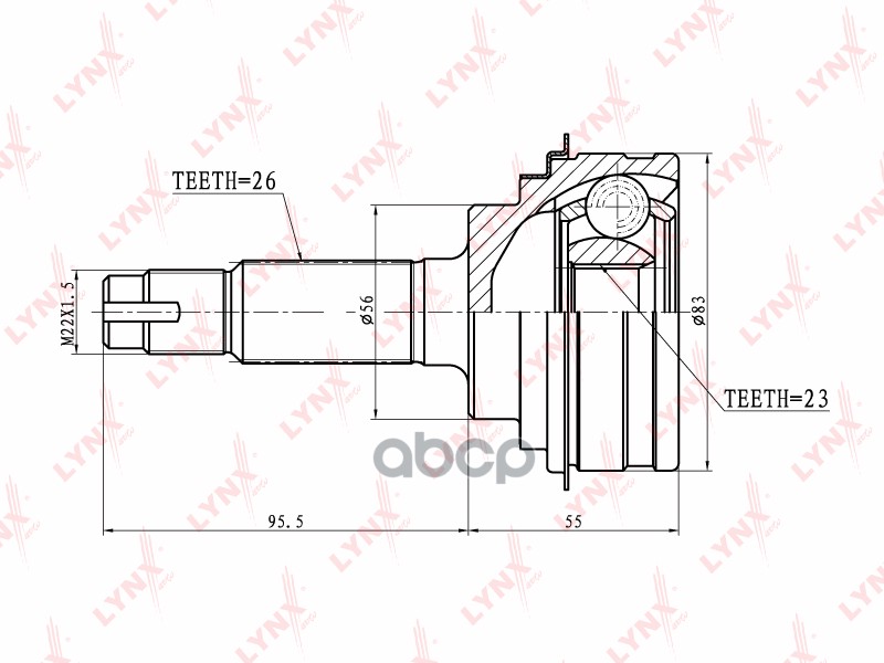 ШРУС наружный подходит для TOYOTA Caldina 1.8 92-02/Carina 1.6-2.0TD 92-97/Starlet 1.3 96-99 CO-7507 LYNXauto арт. CO-7507