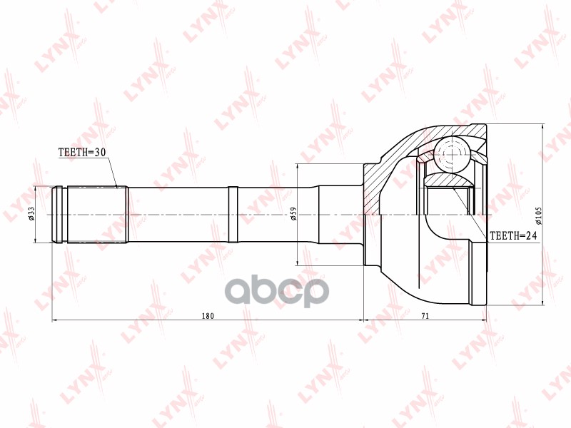 ШРУС наружный  перед прав/лев LYNXauto CO-7529 LYNXauto арт. CO-7529