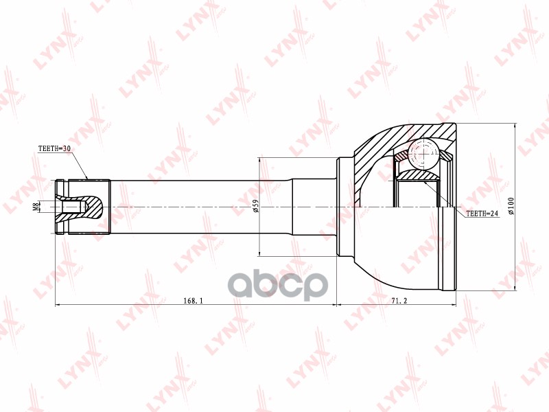 Шрус Наруж Toyota Land Cruiser 4.2D-4.5 90-97 LYNXauto арт. CO7530