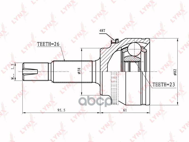 ШРУС наружный подходит для TOYOTA Corolla 1.4-1.6 02 CO-7562A LYNXauto арт. CO-7562A