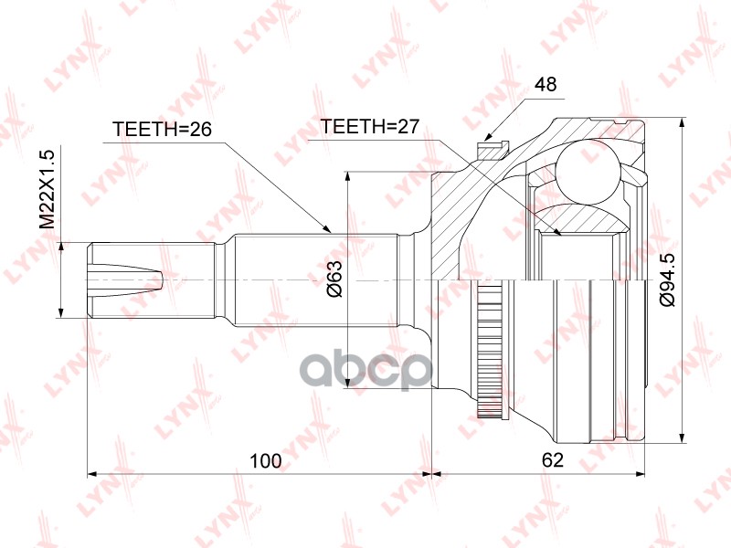 Шрус Внешний | Перед Прав/Лев | LYNXauto арт. CO7585A