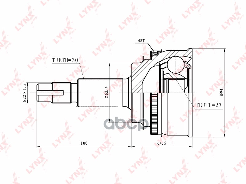 Шрус Наружный | Перед Прав/Лев | LYNXauto арт. CO7586A
