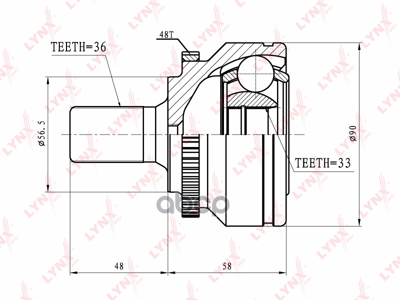 Шрус Наружный | Перед Прав/Лев | LYNXauto арт. CO7801A