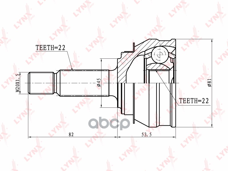 ШРУС наружный SKODA Favorit 1.3 90-94/Felicia 1.3-1.9D 94-98 LYNXauto арт. co-8001