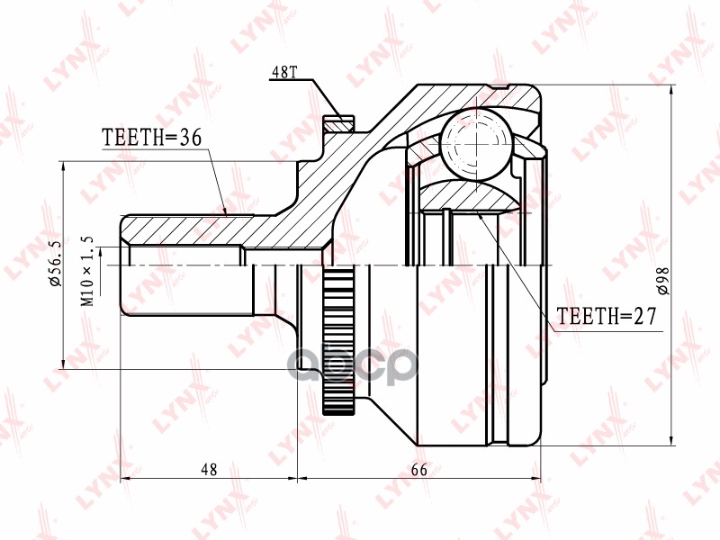 ШРУС наружный VOLVO S70 2.0-2.5TD 97-00/S60 2.4D-2.5T 00> / S80 2.0-3.0 98-06 LYNXauto арт. co-8007a