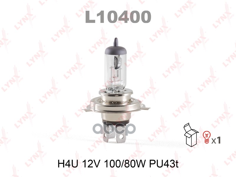 Лампа галогеновая H4U 12V 100/80W PU43T  L10400 LYNXauto арт. L10400