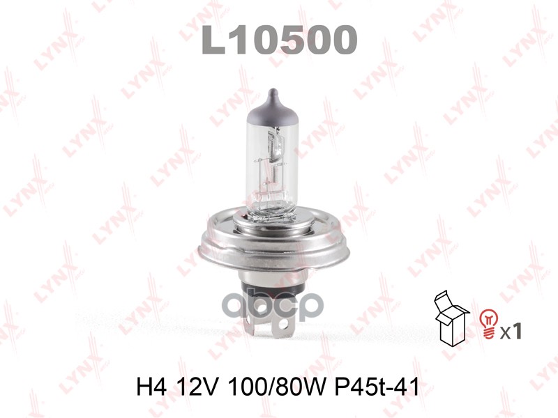 Лампа 12V H4 100/80W P45t LYNXauto 1 шт. картон L10500 LYNXauto арт. L10500