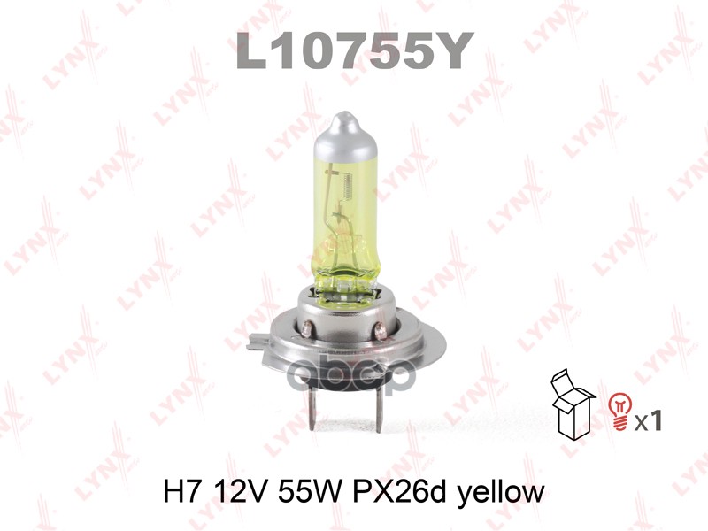 Лампа галогенная H7 12V 55W PX26d YELLOW LYNXauto арт. l10755y