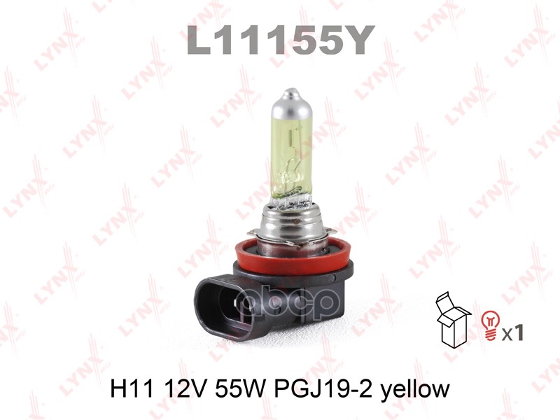 Лампа галогенная H11 12V 55W PGJ19-2 YELLOW LYNXauto арт. l11155y