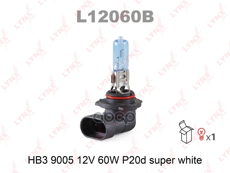 Лампа галогенная HB3 9005 12V 60W P20D SUPE WHITE LYNXauto арт. l12060b