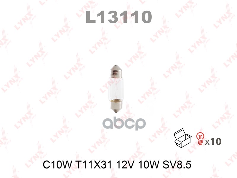 Лампа C10W 12V SV8.5 T11X31 LYNXauto арт. L13110