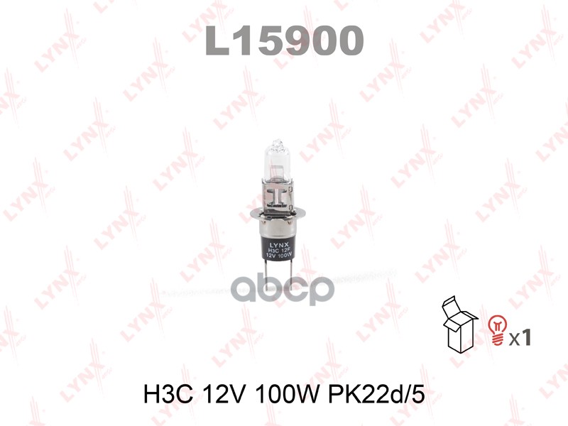 Лампа галогеновая H3C 12V 100W PK22d/5  L15900 LYNXauto арт. L15900