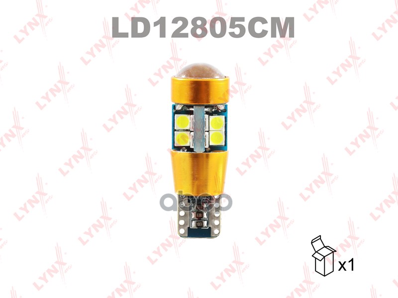 Лампа светодиодная LED W5W T10 12V W2.1x9.5d 6200K Canbus LYNXauto арт. ld12805cm