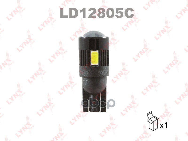 Лампа светодиодная LED W5W T10 12V W2.1x9.5d 7200K Canbus LYNXauto арт. ld12805c