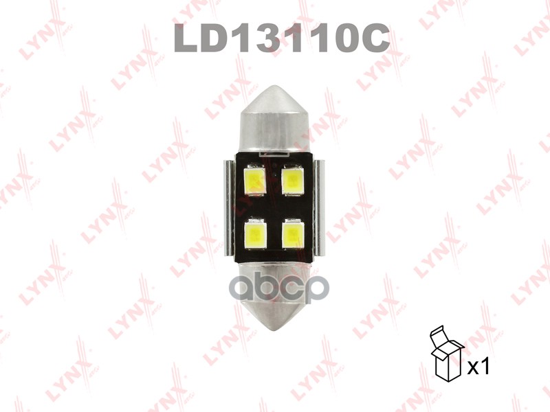 Лампа светодиодная LED C10W T11X31mm 12V SV8 5 7000K Canbus LYNXauto арт. ld13110c