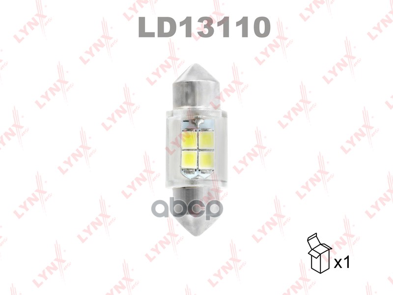 Лампа светодиодная 12V C10W 10W SV8,5 6800K LYNXauto LD13110 LYNXauto арт. LD13110