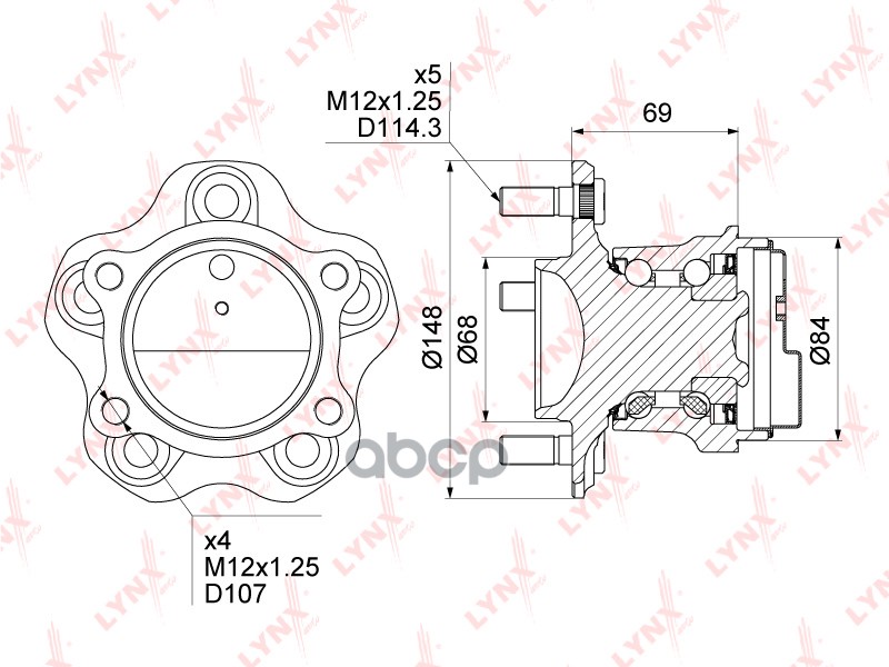 Ступица задняя в сборе NISSAN Juke 1.6-1.6T 10> LYNXauto арт. wh-1016