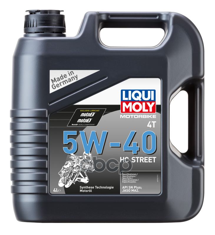 Масло моторное синтетическое НС-для 4-т мотоц Motorbike 4T HC Street 5W-40 SN MA2 4л 20751 LIQUI MOLY арт. 20751