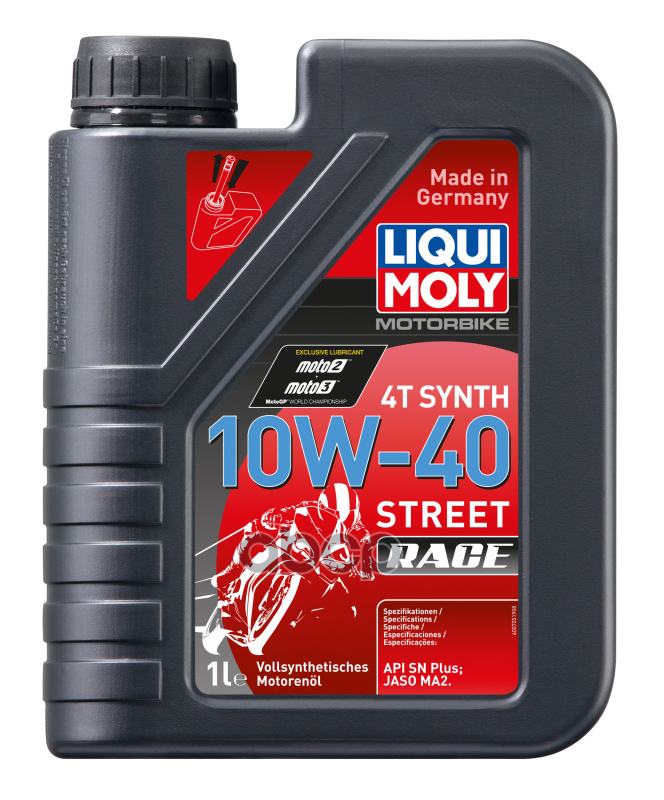 Масло моторное синтетическое для 4-т мотоц Motorbike 4T Synth Street Race 10W-40 SN MA2 1л 20753 LIQUI MOLY арт. 20753