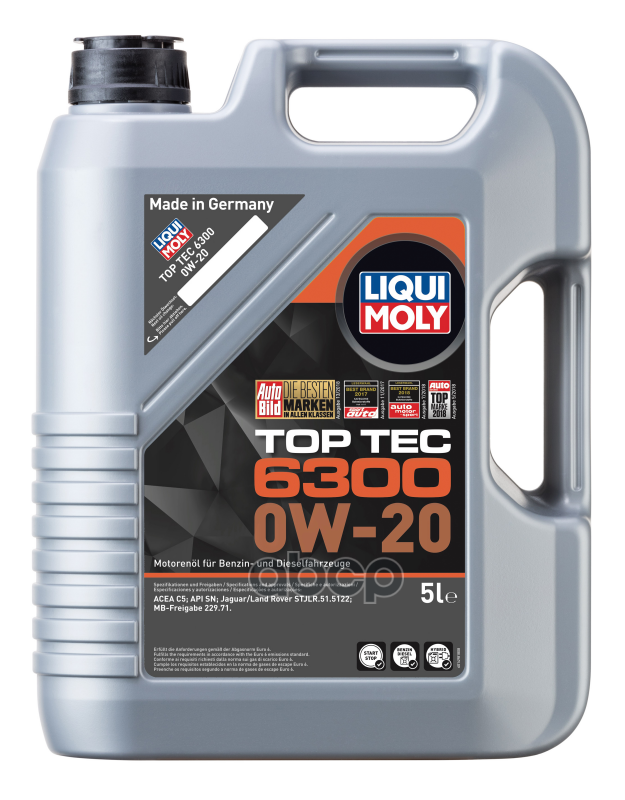 LIQUI MOLY 0W-20 Top Tec 6300, Api Sn, 5Л (Син.мотор.масло)