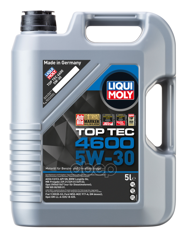 LIQUI MOLY Масло моторное синтетическое НС-Top Tec 4600 5W-30 SN C2/C3 5л (2316) 8033