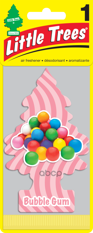 Ароматизатор Елочка Бабл гам пропитанный пластинка бабл гам Car-Freshner U1P-10348-RUSS Little Trees арт. U1P-10348-RUSS