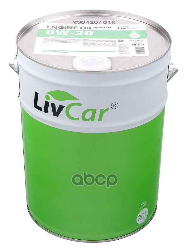 LivCar Масло Моторное  0W-20  Livcar Engine Oil Energy Eco 0W-20 Api Sp/Gf-6A (20Л)