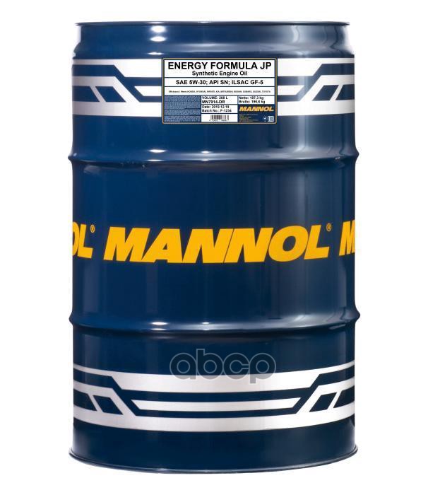 MANNOL Масло моторное синтетическое 7914 Energy Formula JP 5W30 SN, GF-5 208л