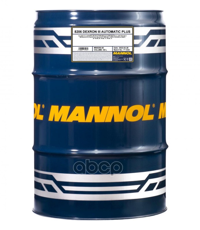 Масло трансмиссионное синтетическое 8206 Dexron III Automatic Plus 60л MANNOL арт. 1337
