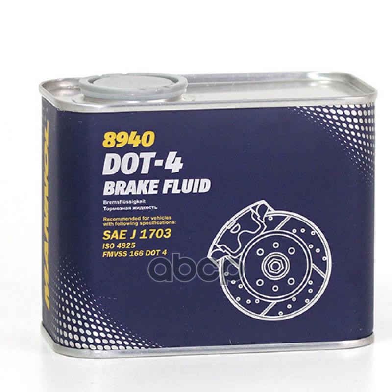 Тормозная жидкость DOT-4 Brake Fluid 455мл 8940 MANNOL арт. 8940