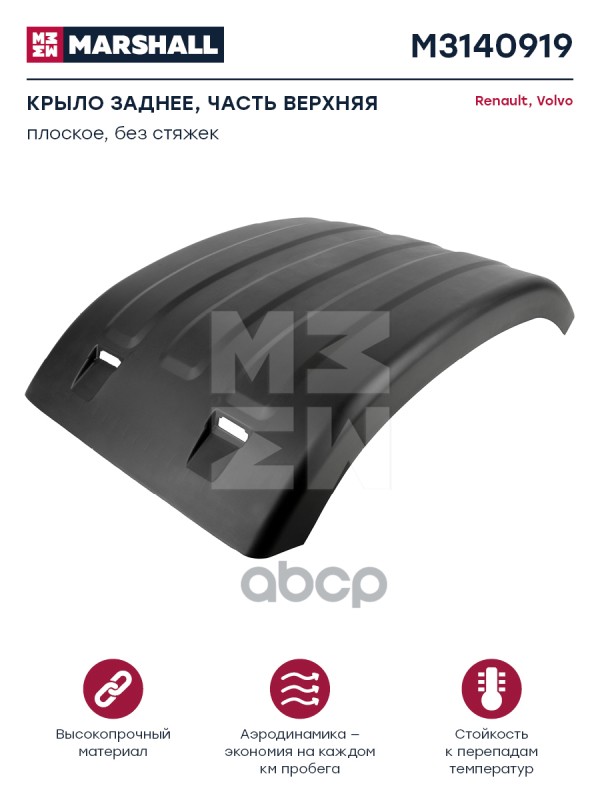 Крыло Заднее Часть Верхняя, Плоское Черный Пластик Volvo О.н.1079965 Marshall M3140919 MARSHALL арт. M3140919